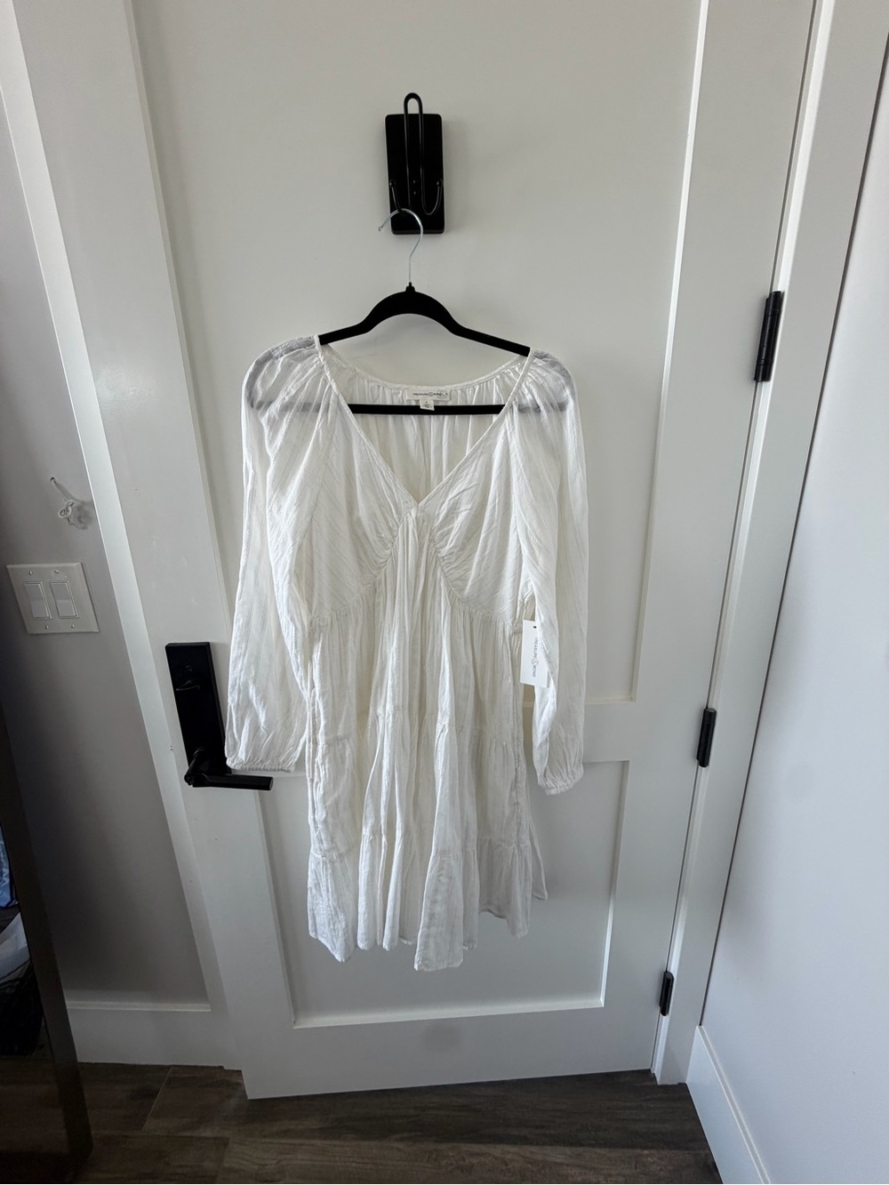 Treasure & Bond Cream V-Neck Tiered Gauze Dress